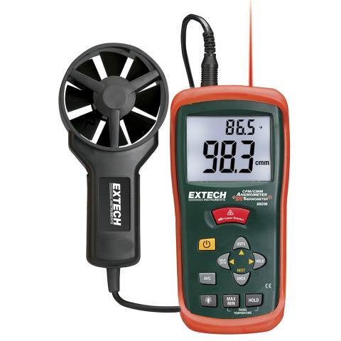 Extech AN200 CFM/CMM Mini Thermo-Anemometer with Built-in InfraRed Thermometer