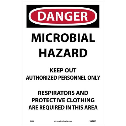 NMC D895 Danger Microbial Hazard Paper Sign - Pack of 100