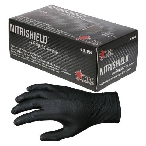 MCR 6016 NitriShield® Grippaz™ Disposable Nitrile Gloves, Powder-Free, 6 mil, Black