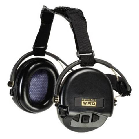 MSA 10082166 Supreme Pro-X Earmuff With Black Neckband, Black Cups