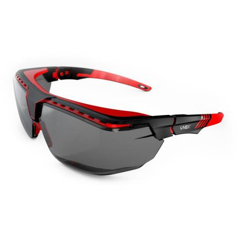 Honeywell S3852 Uvex Avatar™ OTG Safety Glasses, Gray/Polycarbonate/Anti-Reflective Lens, Red/Black