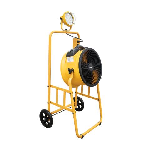 XPOWER FA-300K6-Yellow Warehouse/Dock Cooling Fan Kit, L-30 LED Spotlight, and 300T Mobile Trolley