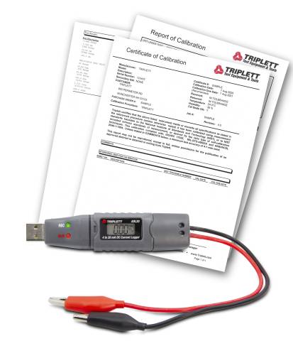 Triplett ADL20-NIST 4 to 20mA DC Current USB Datalogger with Certificate of Traceability to NIST