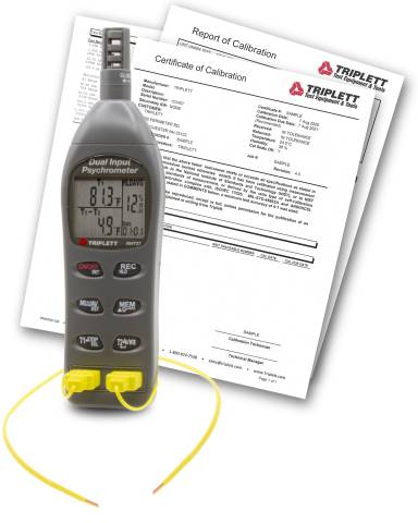 Triplett RHT37-NIST Digital Psychrometer with Type K with Cert. of Traceability to NIST