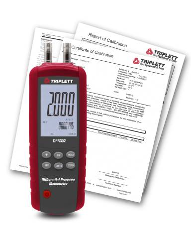 Triplett DPR302-NIST Differential Pressure Manometer, 2psi with Certificate of Traceability to N.I.S.T.