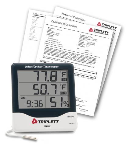Triplett TM020-NIST Indoor/Outdoor Thermometer with Certificate of Traceability to NIST