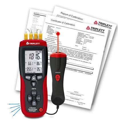 Triplett TMP74-NIST 4 Channel Thermocouple Datalogger plus IR Thermometer with Certificate of Traceability to NIST