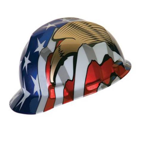 MSA 10052947 American Freedom Series V-Gard Slotted Protective Cap, American Flag W/2 Eagles
