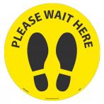 NMC WFS83TXYL10 PLEASE WAIT HERE Footprint 8" dia., Walk On Floor Sign, Texwalk - 10/Pk)