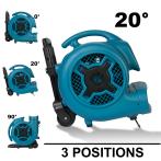 XPOWER P-830H 1 HP 3600 CFM 3 Speed Air Mover, Carpet Dryer, Floor Fan, Blower with Telescopic Handle and Wheels