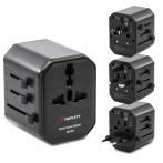 Triplett UA100A World Travel Adapter with USB-A and USB-C (10A, 2500W)
